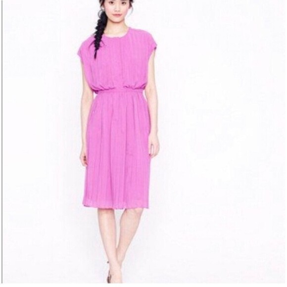 J crew collection pleated blouson dress peony 2 - Picture 1 of 8